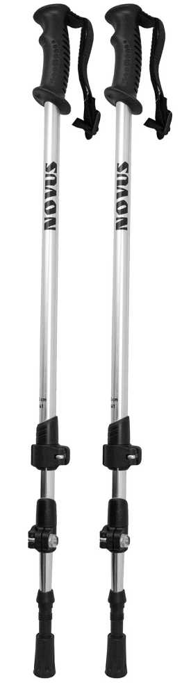 Треккинговые палки Novus NTP-01, 18/16/14 мм, размер 65-135 см, серебристые